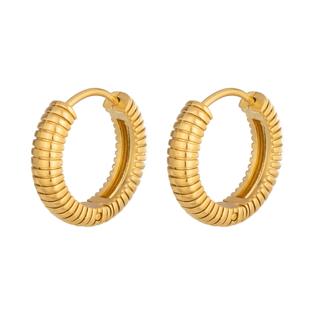 Simple Series Simple Circle Stainless Steel Waterproof Gold Color Women's Hoop Earrings h5Picture5