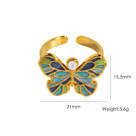 Romantic Series Sweet Heart Bow Knot Stainless Steel Waterproof Gold Color Statement Rings