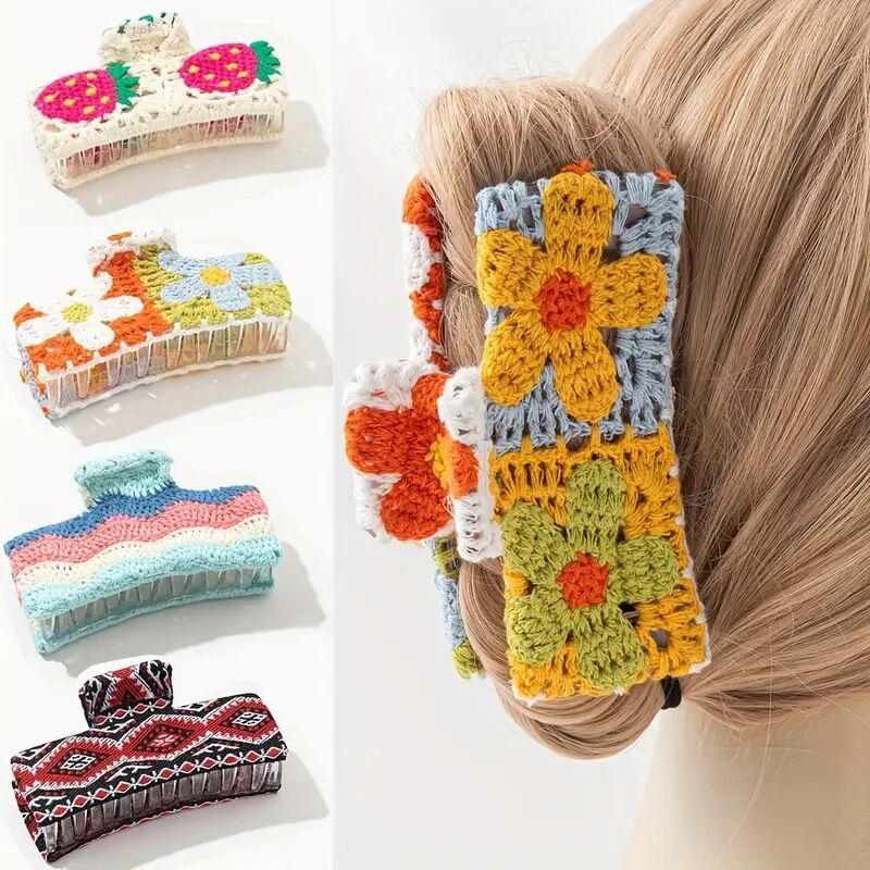 Fermagli per capelli da donna della serie Romantic Vacation Flower Mixed Color Strawberry Fabric
