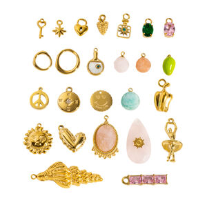 Ciondoli Da Donna Simple Series Fai Da Te A Forma Di Goccia, Stile Oceanico, In Acciaio Inossidabile Impermeabile Color Oro. h5 Immagine5