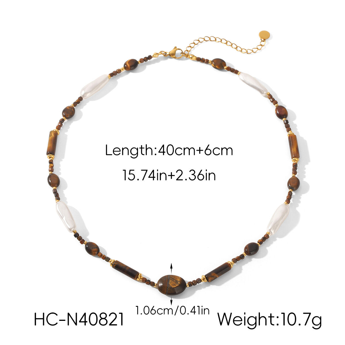 Simple Daily Chain Natural Stones Gold Color Natural Stone Women's Beaded Necklaces Picture2