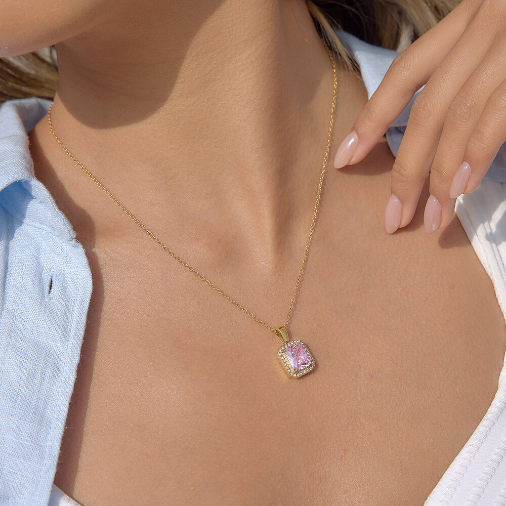 Luxurious Simple Droplet Stainless Steel Waterproof Gold Color Zircon Women's Pendant Necklaces h5Picture2