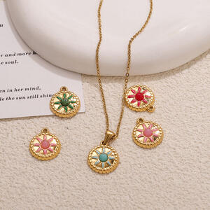 Classic Series Diy Sun Circle Stainless Steel Waterproof Gold Color Women's Pendants h5 Picture2