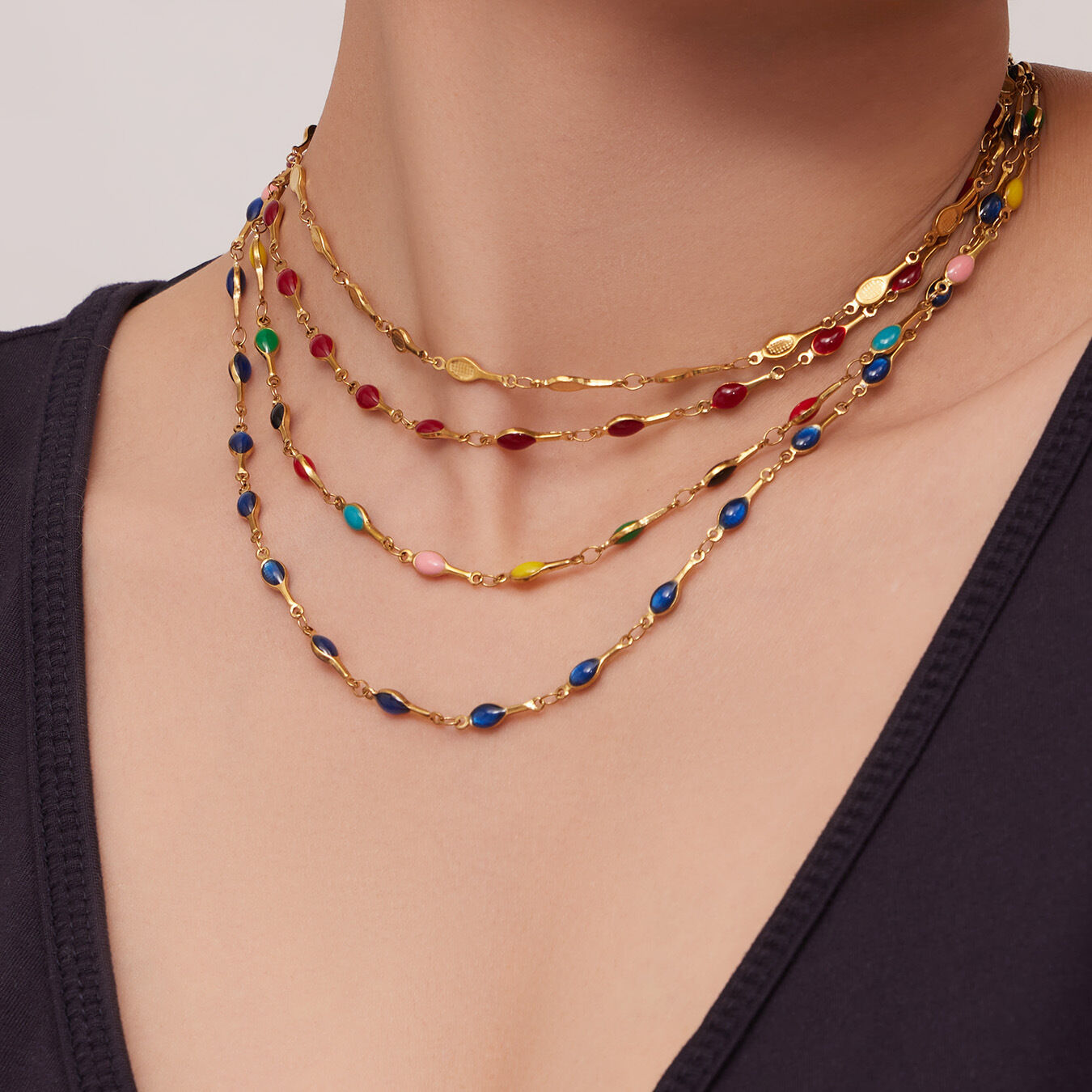 Colorful Stainless Steel   Gold Color  Women's Chain Necklaces h5 Picture3