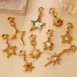 Sun Star Shape Stainless Steel Waterproof Gold Color DIY Pendants h5 Picture3