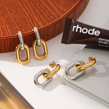Simple Circle Stainless Steel Waterproof Mixed Color Women's Drop Earrings