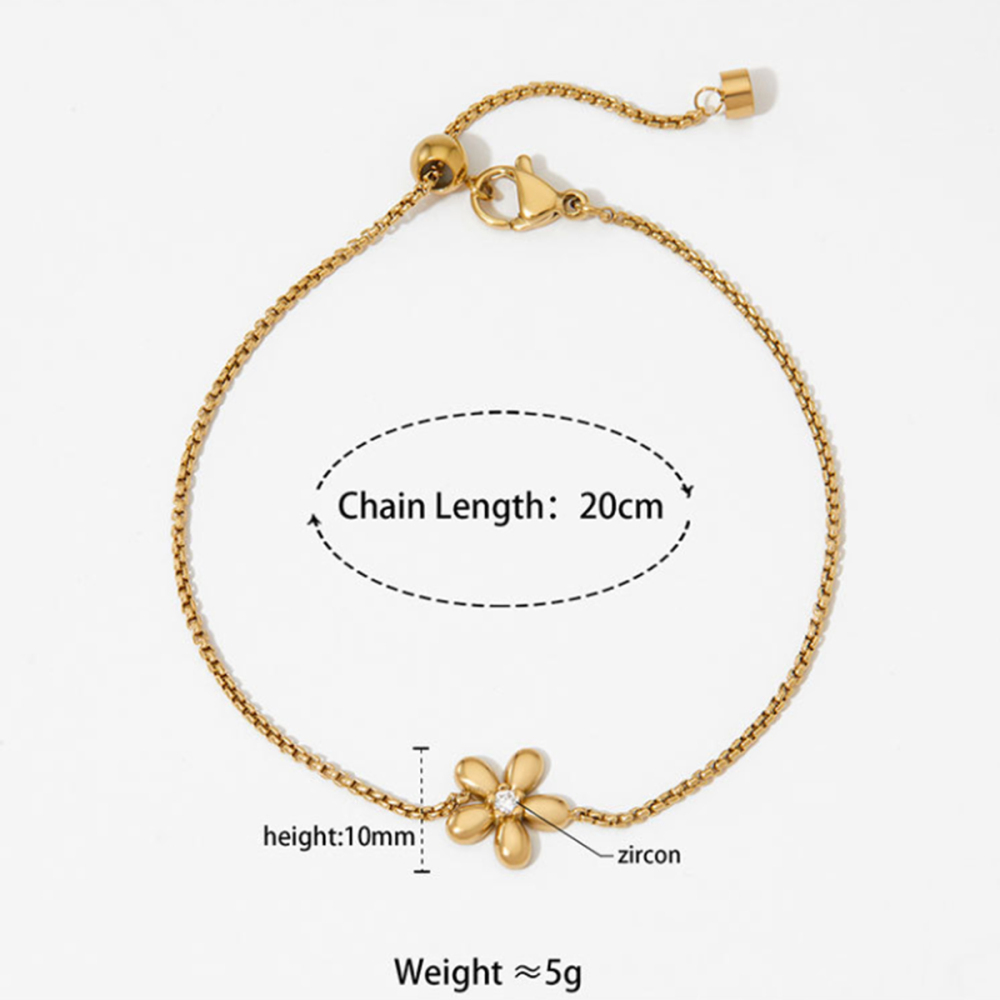 Sweet Flower Stainless Steel Waterproof Gold Color Women's Necklaces Sets h5Picture2
