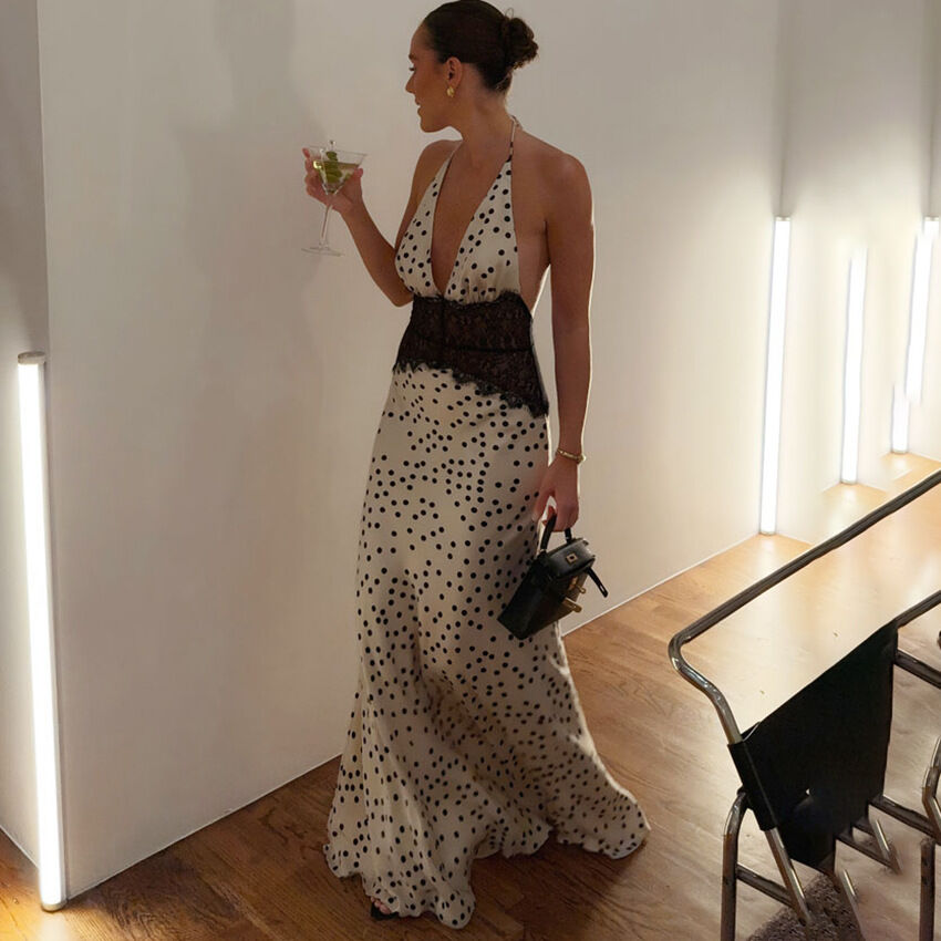 Polka Dot Lace Sleeveless Dress Picture4