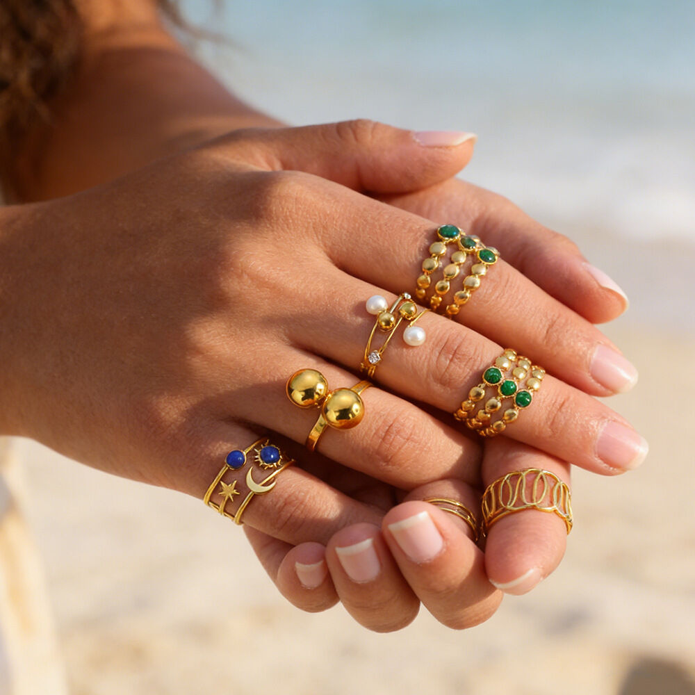 Luxurious Series Retro Heart Circle Stainless Steel Waterproof   Gold Color  Statement Rings