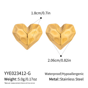 Simple Daily Heart Stainless Steel Waterproof Gold Color Women's Stud Earrings h5 Picture2
