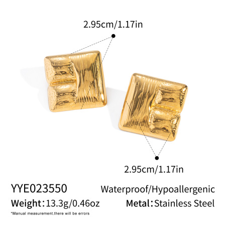 Minimalistische Ohrstecker für Damen aus Edelstahl mit gehämmertem Muster, wasserfest, goldfarben