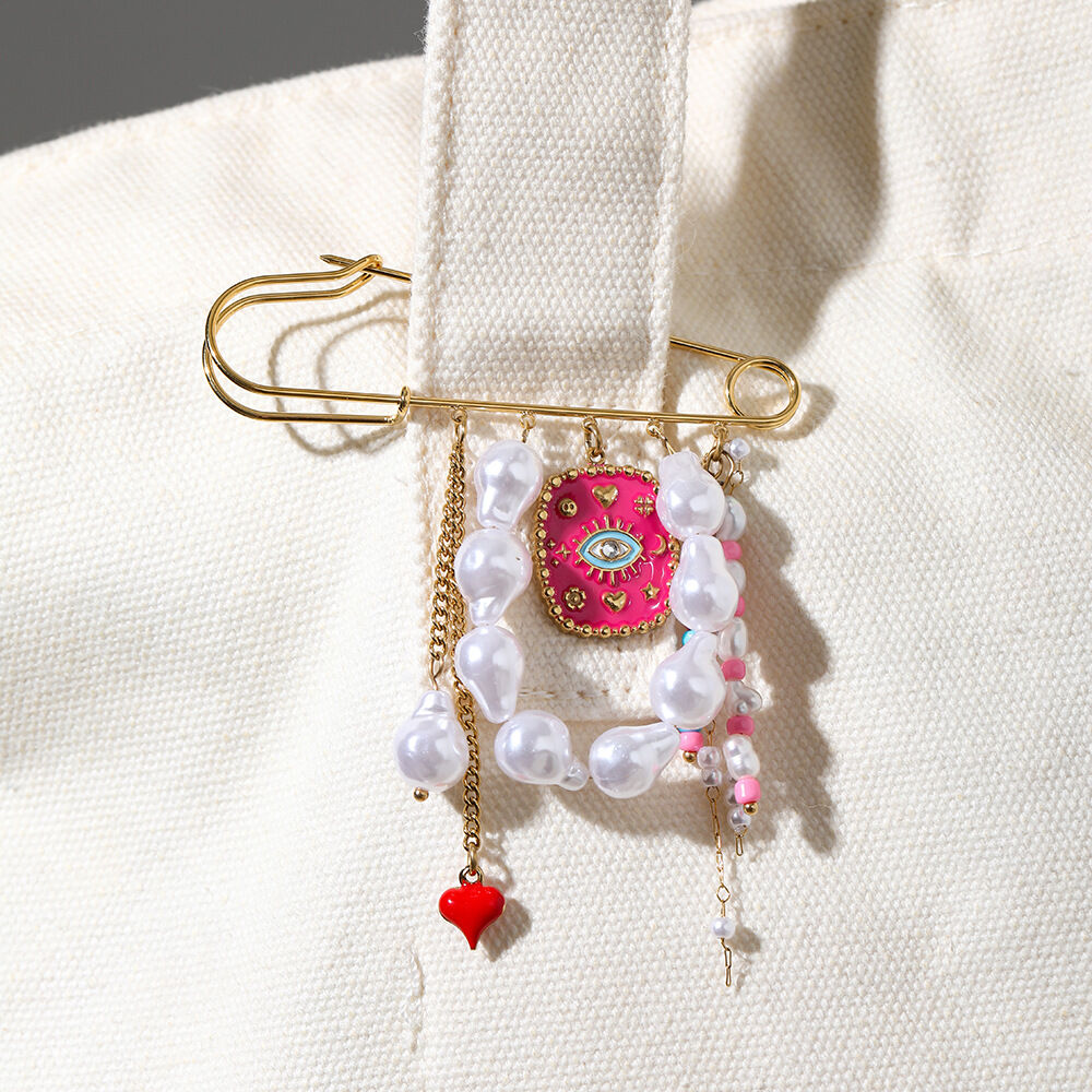 Luxuriöse, elegante Quastenkette, Edelstahl, wasserdicht, goldfarbene Broschen h5 Bild2