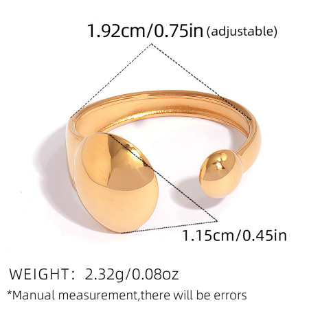 Retro Daily Irregular Shape Stainless Steel Waterproof Gold Color Statement Rings