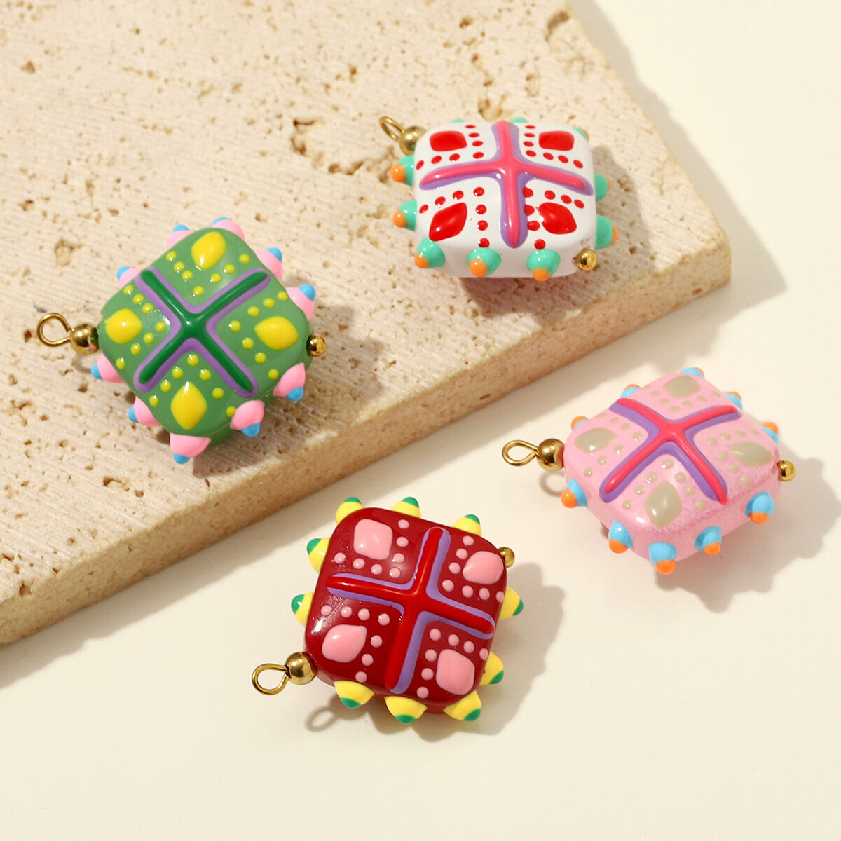 Romantic Series Diy Geometric Shape Colored Glaze Women's Pendants 2