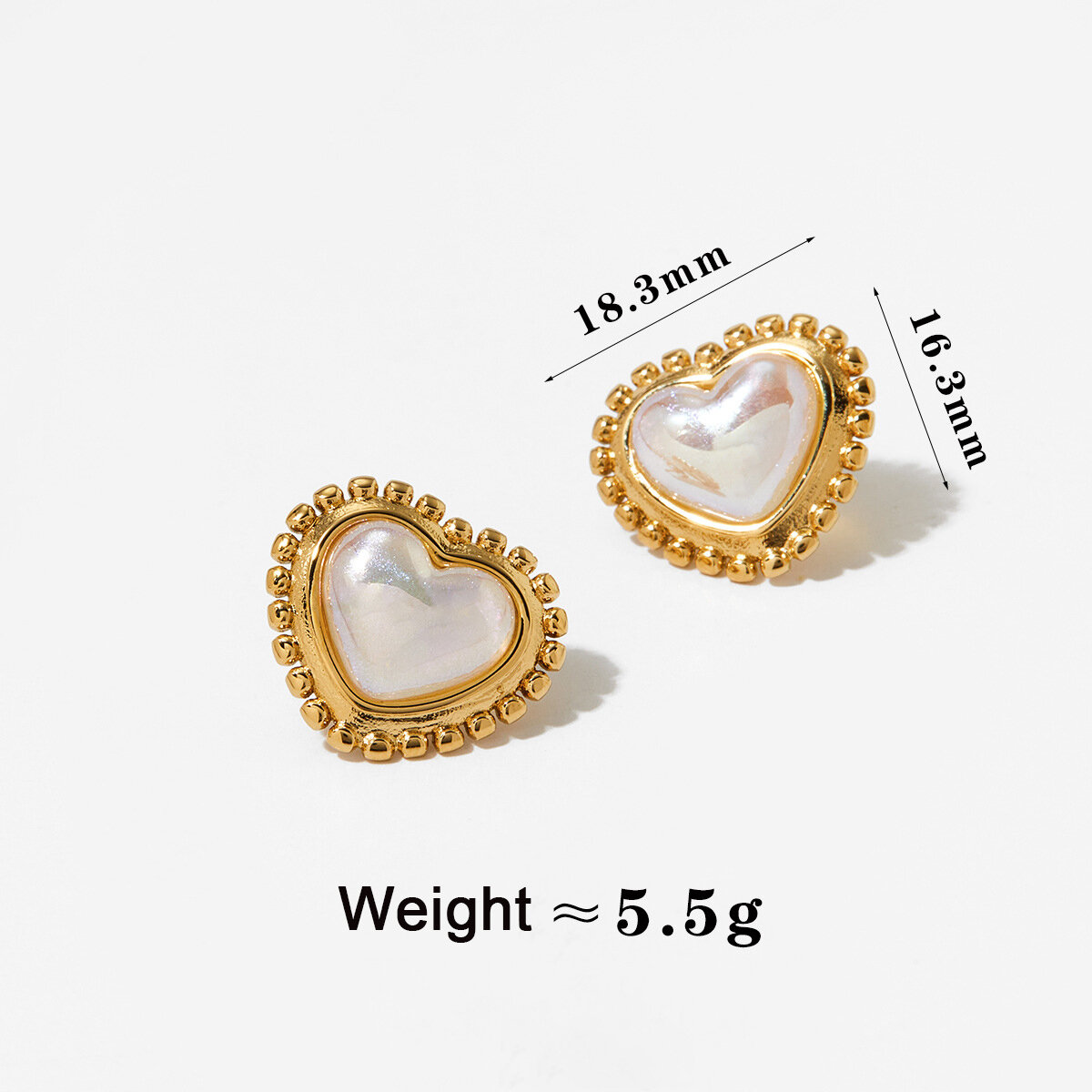 Sweet Heart Stainless Steel Waterproof Gold Color Women's Stud Earrings h5 
