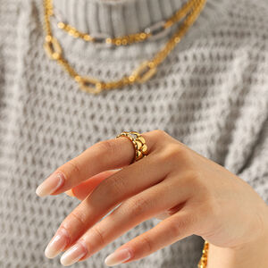 Luxurious Chain Stainless Steel Waterproof Gold Color Zircon Women's Necklaces Set h5 Picture4