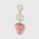 Pink and white strawberry keychain (1 piece)