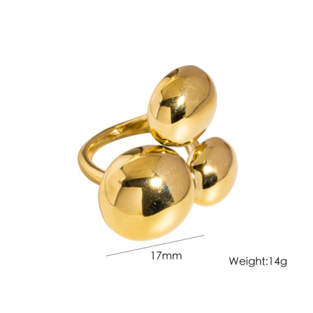 Simple Series Casual Irregular Shape Stainless Steel Waterproof Gold Color Statement Rings