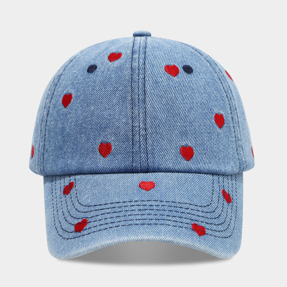 Sweet Heart Embroidery Denim Fabric Women's Baseball Cap h5Picture4