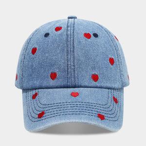 Sweet Heart Embroidery Denim Fabric Women's Baseball Cap h5 Picture4