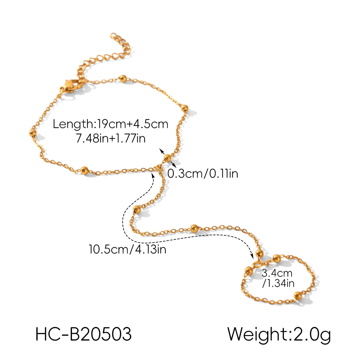 Simple Chain Stainless Steel Waterproof Gold Color Women's Hand Chain h5 Picture2