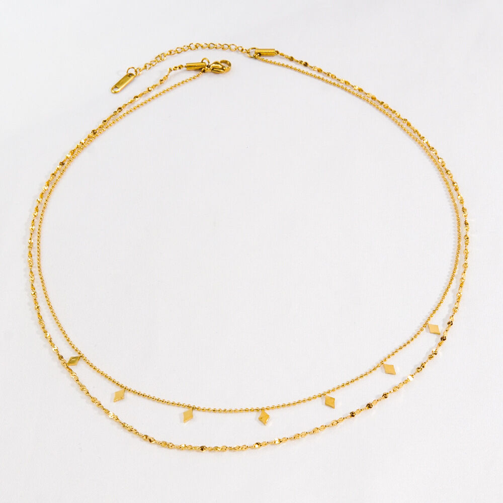 Elegant Solid Color Chain Stainless Steel Waterproof   Gold Color  Women's Chain Necklaces h5 Picture5