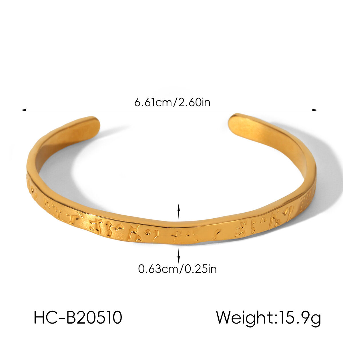 Simple Solid Color Stainless Steel Waterproof Gold Color Women's Cuff Bracelet h5 Picture2