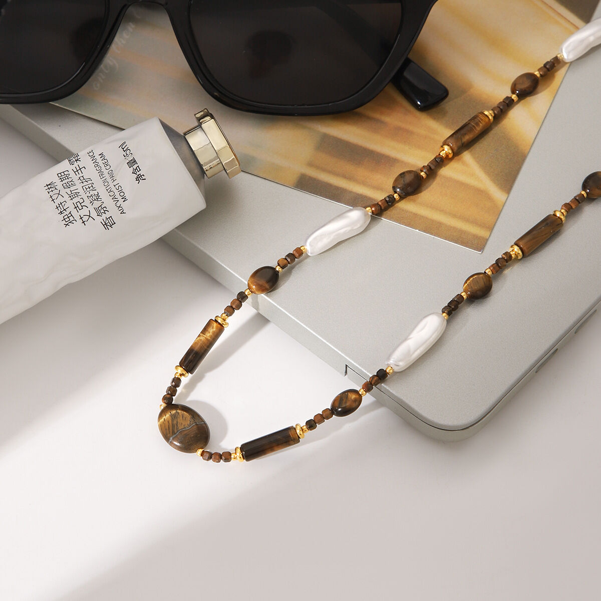 Simple Daily Chain Natural Stones Gold Color Natural Stone Women's Beaded Necklaces Picture3