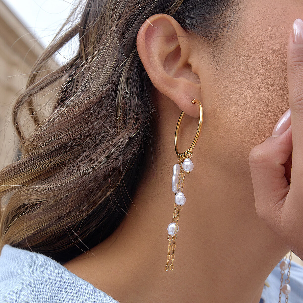Luxurious Elegant Tassel Stainless Steel Waterproof Gold Color Women's Dangle Earrings 2