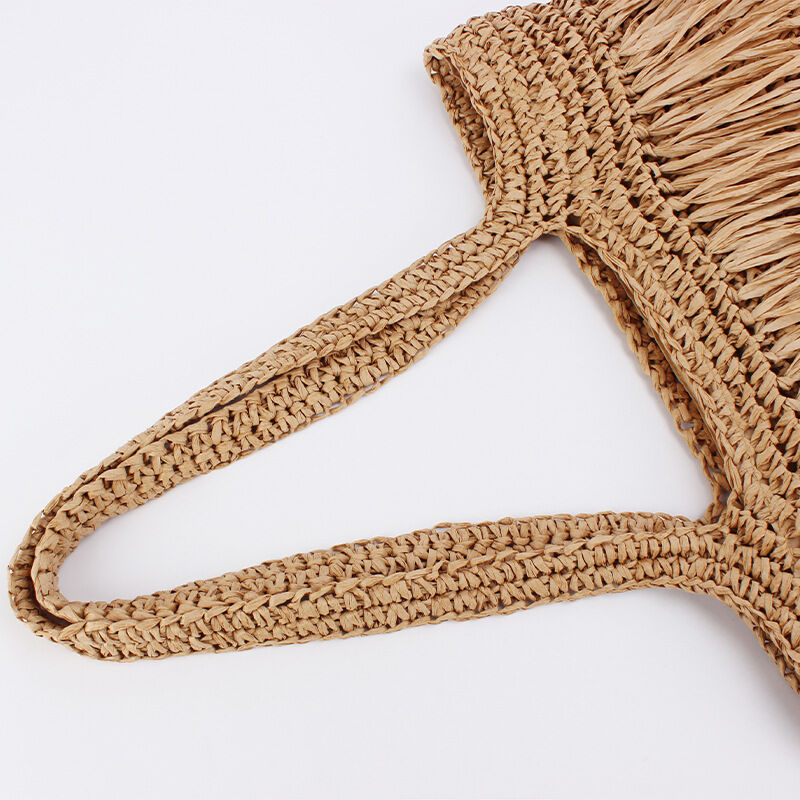 Vacation Style Woven Solid Color Tassel Paper Women's Tote Bag h5 Picture3