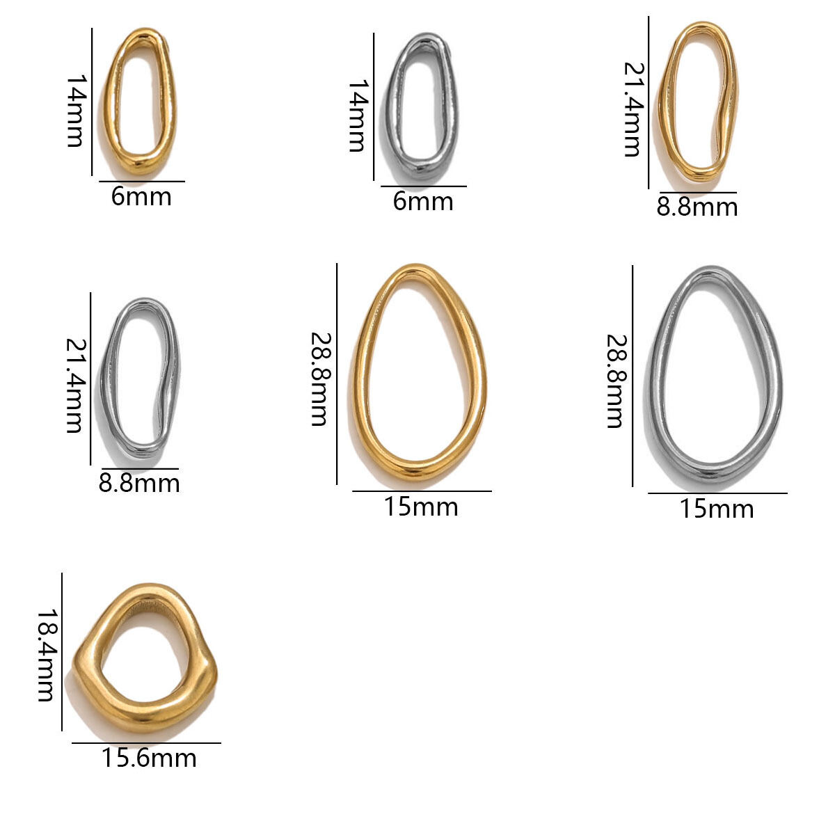 Simple Series Diy Irregular Shape Solid Color Stainless Steel Waterproof   Gold Color  Jewelry Closures Picture5