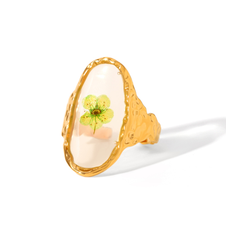 Daily Flower Edelstahl wasserdichte Statement-Ringe in Goldfarbe