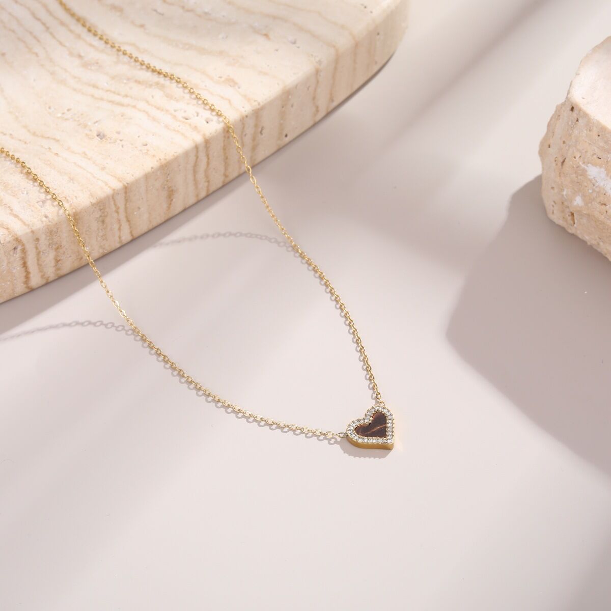 Simple Series Daily Heart Chain Stainless Steel Waterproof   Gold Color  Women's Chain Necklaces Picture4