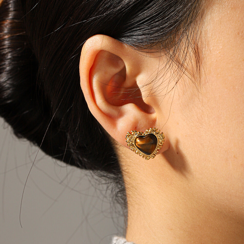 Tassel Stainless Steel Waterproof Gold Color Natural Stone Women's Drop Earrings Picture5