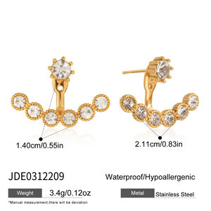 Simple Flower Stainless Steel Waterproof Gold Color Rhinestone Women's Stud Earrings h5