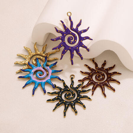 Classic Series Diy Sun Stainless Steel Waterproof Gold Color Women's Pendants 2