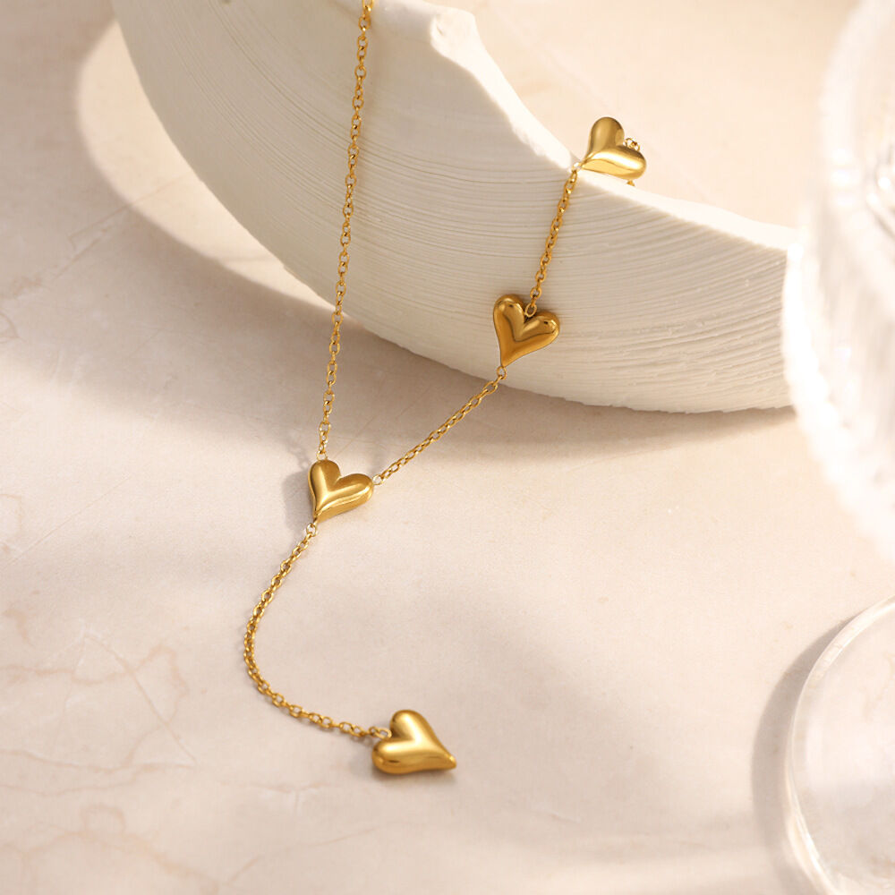 Simple Heart Stainless Steel Waterproof Gold Color Women's Pendant Necklaces Picture3