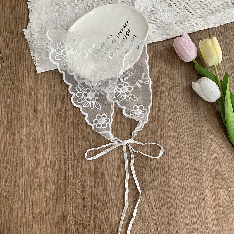 Romantic Series Sweet Solid Color Hollowed-Out Lace Women's Summer Scarves h5Picture4
