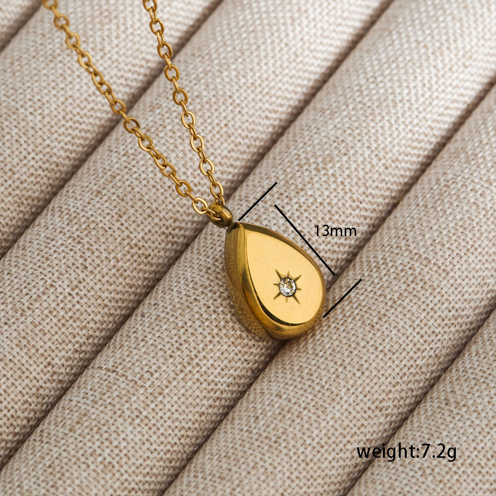Elegant Flower Droplet Heart Rectangle Stainless Steel Waterproof   Gold Color  Women's Pendant Necklaces 