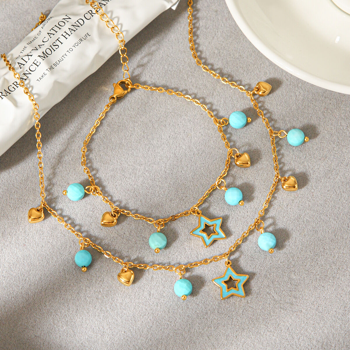 Daily Heart Star Stainless Steel Waterproof Gold Color Natural Stone Women's Pendant Necklaces