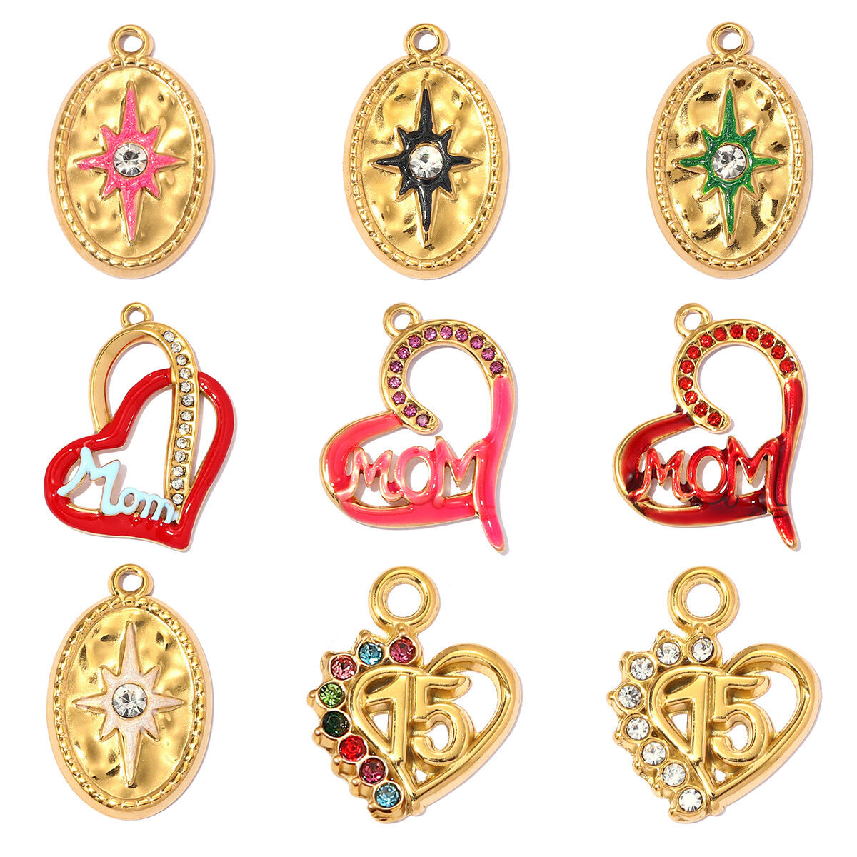 Classic Series Diy Flower Sun Stainless Steel Waterproof   Gold Color  Women's Pendants Picture3