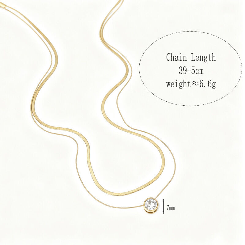 Classic Flower Droplet Stainless Steel Waterproof Gold Color Zircon Women's Layered Necklaces