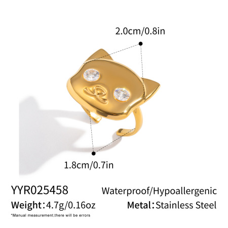 Minimalistische Ringe der Simple Series – Alltagstier-Motive aus Edelstahl, wasserdicht, goldfarben, mit Zirkonia.
