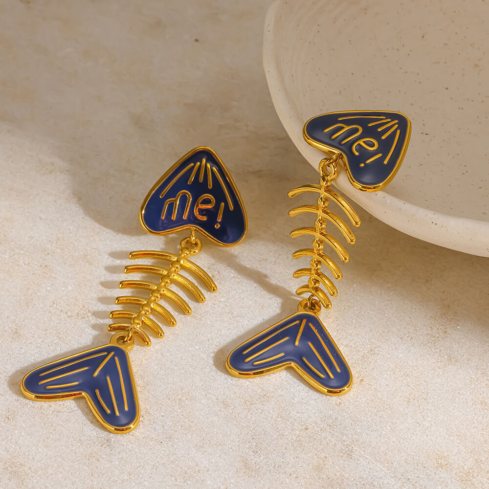 Vacation Fish Shape Stainless Steel Waterproof Gold Color Women's Dangle Earrings Picture3
