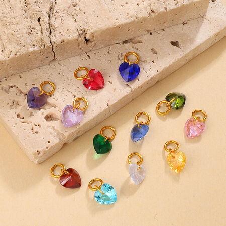 Simple Series Daily Heart Stainless Steel Waterproof Gold Color Zircon Women's Pendants