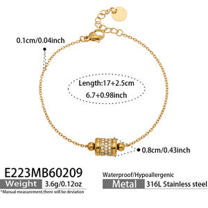 Heart Beads Stainless Steel Gold Color Women's Charm Bracelets h5 Picture2
