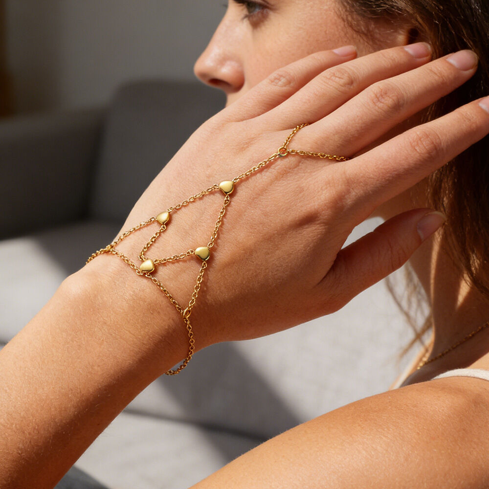 Elegant Heart Stainless Steel Waterproof Gold Color Women's Hand Chain