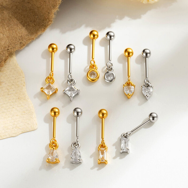 Simple Rectangle Copper Gold Color Zircon Women's Piercing Earrings Picture3