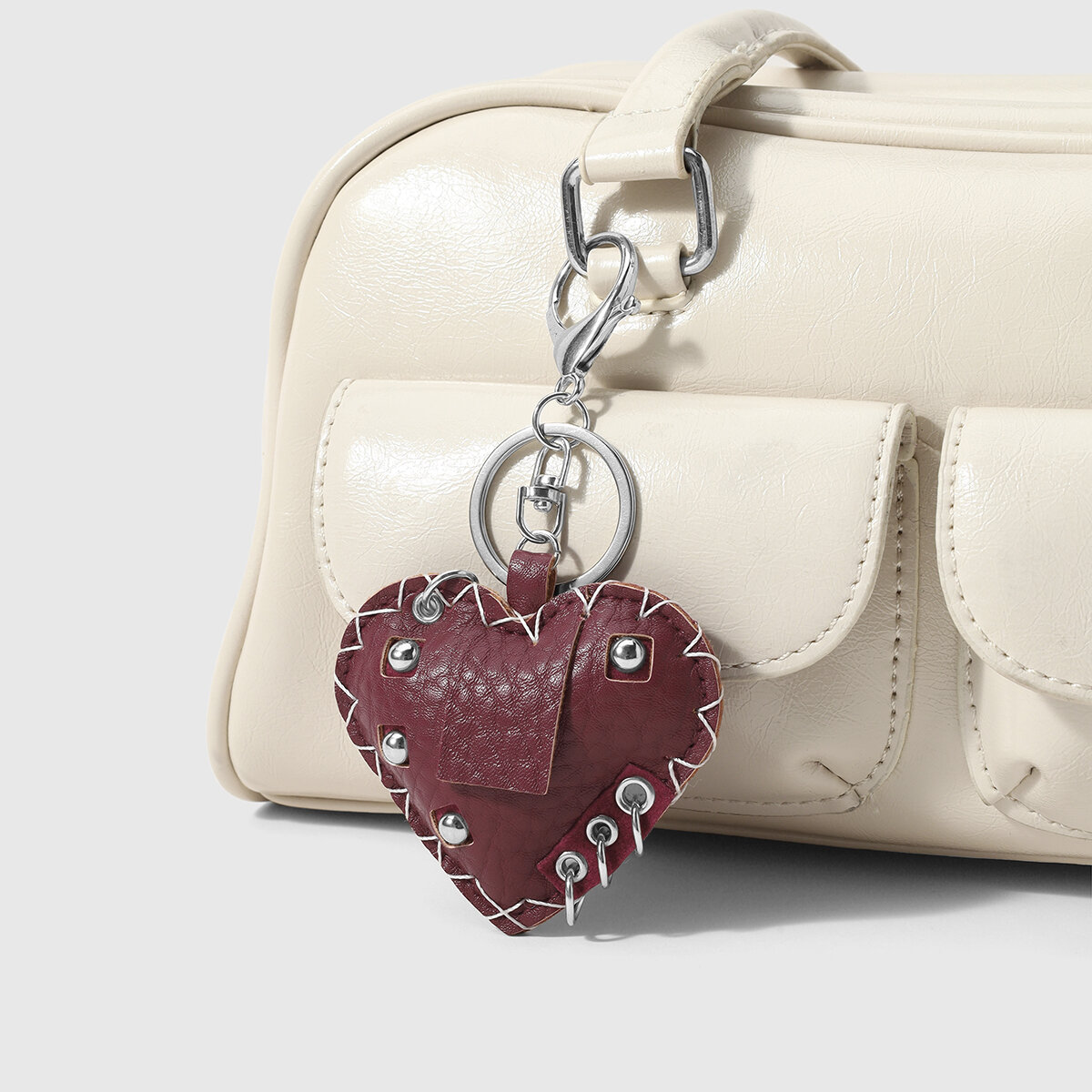 Punk Heart Solid Color Leather Bag Charms Picture5