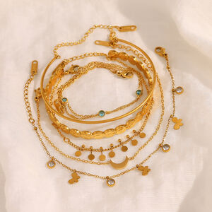 Süßes, kreisförmiges Schmetterlings-Armband aus Edelstahl, wasserdicht, goldfarben, für Damen h5 Bild3